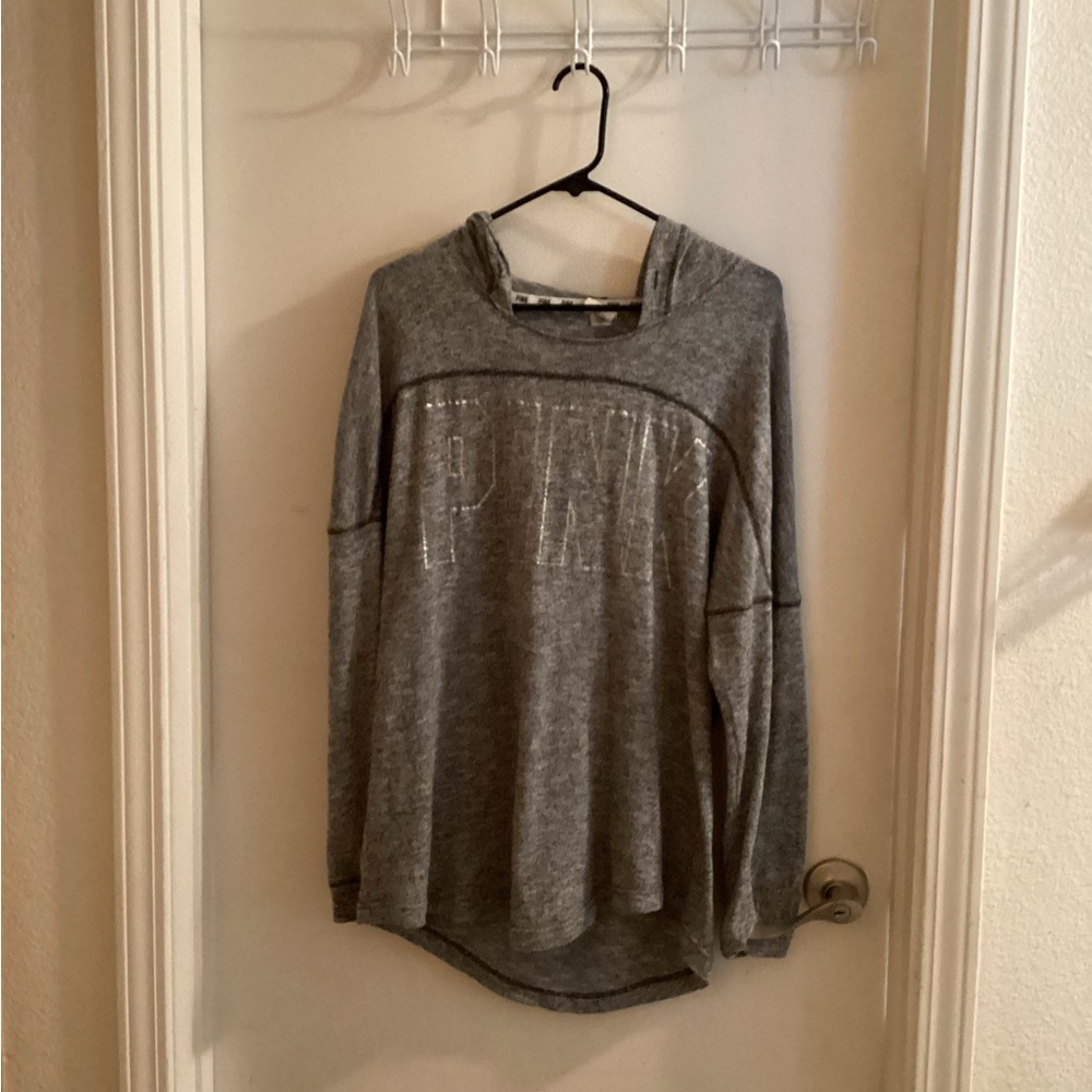 Victoria Secret PINK Lightweight Hoodie Sweatshirt Sexy Open Back Size Large - Picture 2 of 10